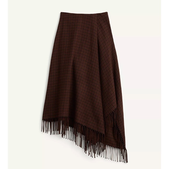 Zara LIMITED EDITION ASYMMETRIC HEM FRINGED SKIRT - Picture 1 of 9